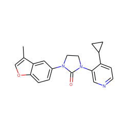 Cc1coc2ccc(N3CCN(c4cnccc4C4CC4)C3=O)cc12 ZINC000144265314