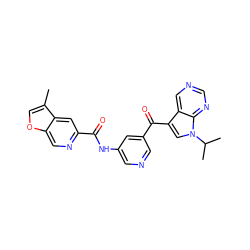 Cc1coc2cnc(C(=O)Nc3cncc(C(=O)c4cn(C(C)C)c5ncncc45)c3)cc12 ZINC000169707963