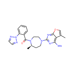 Cc1coc2nc(N3CC[C@@H](C)N(C(=O)c4ccccc4-n4nccn4)CC3)nc(N)c12 ZINC000169347340