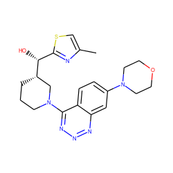 Cc1csc([C@@H](O)[C@H]2CCCN(c3nnnc4cc(N5CCOCC5)ccc34)C2)n1 ZINC000148288088