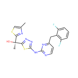 Cc1csc([C@](C)(O)c2nnc(Nc3nccc(Cc4c(F)cccc4F)n3)s2)n1 ZINC000103283806