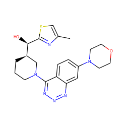 Cc1csc([C@H](O)[C@@H]2CCCN(c3nnnc4cc(N5CCOCC5)ccc34)C2)n1 ZINC000148308527