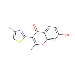 Cc1csc(-c2c(C)oc3cc(O)ccc3c2=O)n1 ZINC000005730836