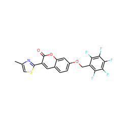 Cc1csc(-c2cc3ccc(OCc4c(F)c(F)c(F)c(F)c4F)cc3oc2=O)n1 ZINC000001799154