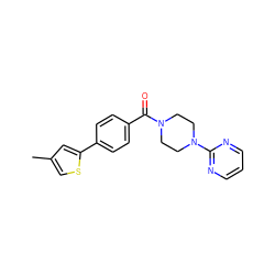 Cc1csc(-c2ccc(C(=O)N3CCN(c4ncccn4)CC3)cc2)c1 ZINC000299826298