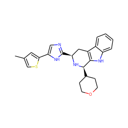 Cc1csc(-c2cnc([C@H]3Cc4c([nH]c5ccccc45)[C@@H](C4CCOCC4)N3)[nH]2)c1 ZINC000653730842