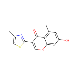 Cc1csc(-c2coc3cc(O)cc(C)c3c2=O)n1 ZINC000003960343