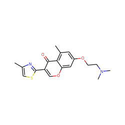 Cc1csc(-c2coc3cc(OCCN(C)C)cc(C)c3c2=O)n1 ZINC000103298653