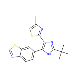 Cc1csc(-c2nc(C(C)(C)C)[nH]c2-c2ccc3ncsc3c2)n1 ZINC000095563290