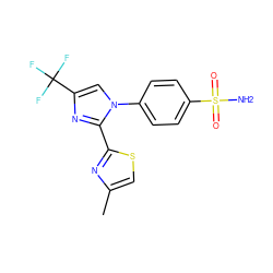 Cc1csc(-c2nc(C(F)(F)F)cn2-c2ccc(S(N)(=O)=O)cc2)n1 ZINC000003814635