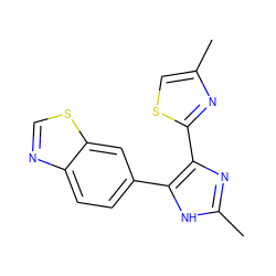 Cc1csc(-c2nc(C)[nH]c2-c2ccc3ncsc3c2)n1 ZINC000095559362