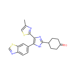 Cc1csc(-c2nc(C3CCC(=O)CC3)[nH]c2-c2ccc3ncsc3c2)n1 ZINC000095557938