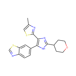 Cc1csc(-c2nc(C3CCOCC3)[nH]c2-c2ccc3ncsc3c2)n1 ZINC000034507044