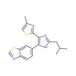 Cc1csc(-c2nc(CC(C)C)[nH]c2-c2ccc3ncsc3c2)n1 ZINC000095560345