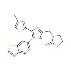 Cc1csc(-c2nc(CN3CCOC3=O)[nH]c2-c2ccc3ncsc3c2)n1 ZINC000095558440