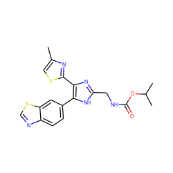 Cc1csc(-c2nc(CNC(=O)OC(C)C)[nH]c2-c2ccc3ncsc3c2)n1 ZINC000095558942