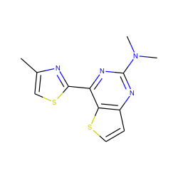 Cc1csc(-c2nc(N(C)C)nc3ccsc23)n1 ZINC000029047797