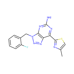 Cc1csc(-c2nc(N)nc3c2nnn3Cc2ccccc2F)n1 ZINC000034021160