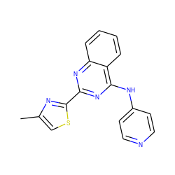 Cc1csc(-c2nc(Nc3ccncc3)c3ccccc3n2)n1 ZINC000038606081