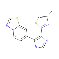 Cc1csc(-c2nc[nH]c2-c2ccc3ncsc3c2)n1 ZINC000095558931