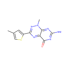 Cc1csc(-c2nc3c(=O)nc(N)nc-3n(C)n2)c1 ZINC000096282725