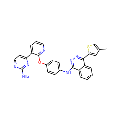 Cc1csc(-c2nnc(Nc3ccc(Oc4ncccc4-c4ccnc(N)n4)cc3)c3ccccc23)c1 ZINC000043208325