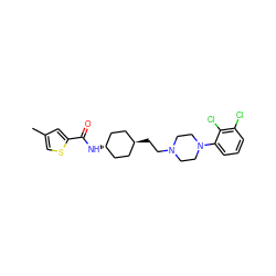 Cc1csc(C(=O)N[C@H]2CC[C@H](CCN3CCN(c4cccc(Cl)c4Cl)CC3)CC2)c1 ZINC000253930240