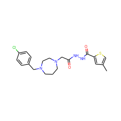 Cc1csc(C(=O)NNC(=O)CN2CCCN(Cc3ccc(Cl)cc3)CC2)c1 ZINC000028392480