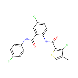 Cc1csc(C(=O)Nc2ccc(Cl)cc2C(=O)Nc2ccc(Cl)cc2)c1Cl ZINC000014963648