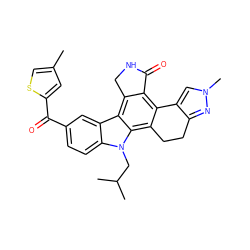 Cc1csc(C(=O)c2ccc3c(c2)c2c4c(c5c(c2n3CC(C)C)CCc2nn(C)cc2-5)C(=O)NC4)c1 ZINC000029125621