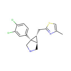 Cc1csc(C[C@@H]2[C@H]3CNC[C@]32c2ccc(Cl)c(Cl)c2)n1 ZINC000045392532