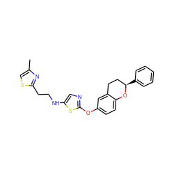 Cc1csc(CCNc2cnc(Oc3ccc4c(c3)CC[C@@H](c3ccccc3)O4)s2)n1 ZINC000169688254