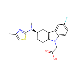 Cc1csc(N(C)[C@@H]2CCc3c(c4cc(F)ccc4n3CC(=O)O)C2)n1 ZINC000118888187