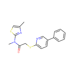 Cc1csc(N(C)C(=O)CSc2ccc(-c3ccccc3)cn2)n1 ZINC000084653746