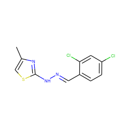 Cc1csc(N/N=C/c2ccc(Cl)cc2Cl)n1 ZINC000004038826