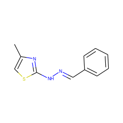 Cc1csc(N/N=C/c2ccccc2)n1 ZINC000004887134