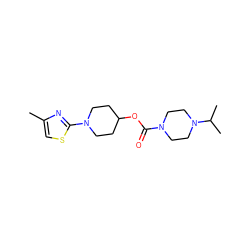 Cc1csc(N2CCC(OC(=O)N3CCN(C(C)C)CC3)CC2)n1 ZINC000223524055