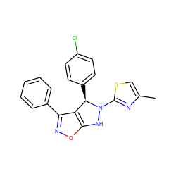 Cc1csc(N2Nc3onc(-c4ccccc4)c3[C@H]2c2ccc(Cl)cc2)n1 ZINC000473118796