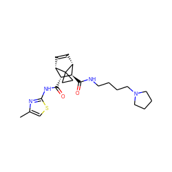 Cc1csc(NC(=O)[C@@H]2[C@@H]3C=C[C@H]([C@H]2C(=O)NCCCCN2CCCC2)C32CC2)n1 ZINC000168474422