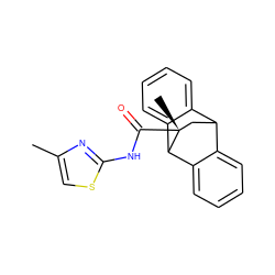 Cc1csc(NC(=O)[C@]2(C)CC3c4ccccc4C2c2ccccc23)n1 ZINC000040408699