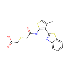 Cc1csc(NC(=O)CSCC(=O)O)c1-c1nc2ccccc2s1 ZINC000004324857