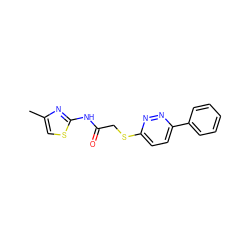 Cc1csc(NC(=O)CSc2ccc(-c3ccccc3)nn2)n1 ZINC000004365402