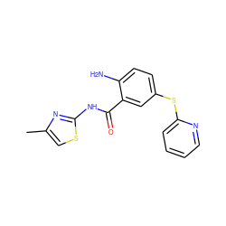 Cc1csc(NC(=O)c2cc(Sc3ccccn3)ccc2N)n1 ZINC000040423098