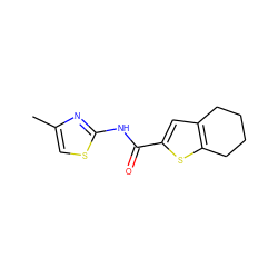 Cc1csc(NC(=O)c2cc3c(s2)CCCC3)n1 ZINC000003561879