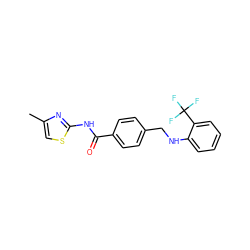 Cc1csc(NC(=O)c2ccc(CNc3ccccc3C(F)(F)F)cc2)n1 ZINC000043200845