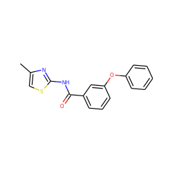 Cc1csc(NC(=O)c2cccc(Oc3ccccc3)c2)n1 ZINC000002630267