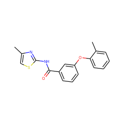 Cc1csc(NC(=O)c2cccc(Oc3ccccc3C)c2)n1 ZINC000040899552