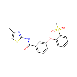 Cc1csc(NC(=O)c2cccc(Oc3ccccc3S(C)(=O)=O)c2)n1 ZINC000040900667