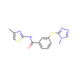 Cc1csc(NC(=O)c2cccc(Sc3nncn3C)c2)n1 ZINC000040423870