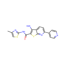 Cc1csc(NC(=O)c2sc3nc(-c4ccncc4)ccc3c2N)n1 ZINC000044922051